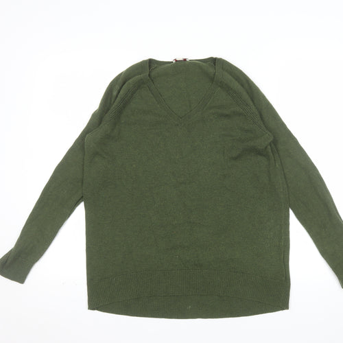 Gap Men's Green V-Neck Wool Blend Pullover Jumper Size S