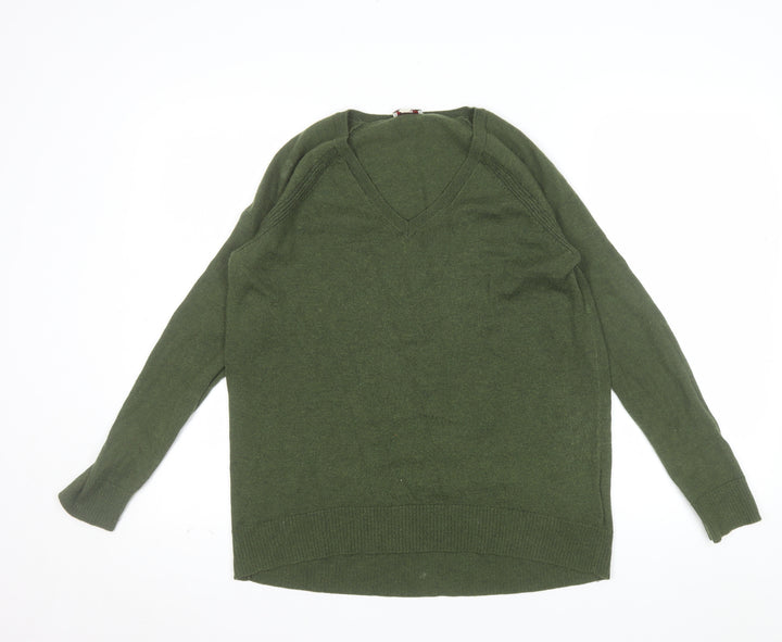 Gap Men's Green V-Neck Wool Blend Pullover Jumper Size S