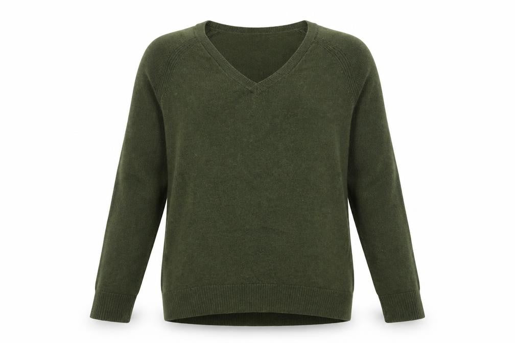 Gap Men's Green V-Neck Wool Blend Pullover Jumper Size S