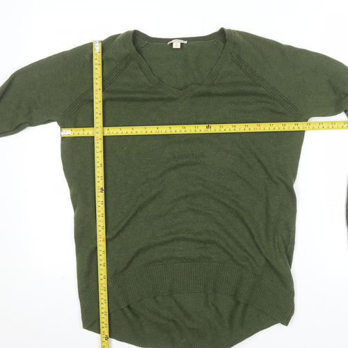 Gap Men's Green V-Neck Wool Blend Pullover Jumper Size S
