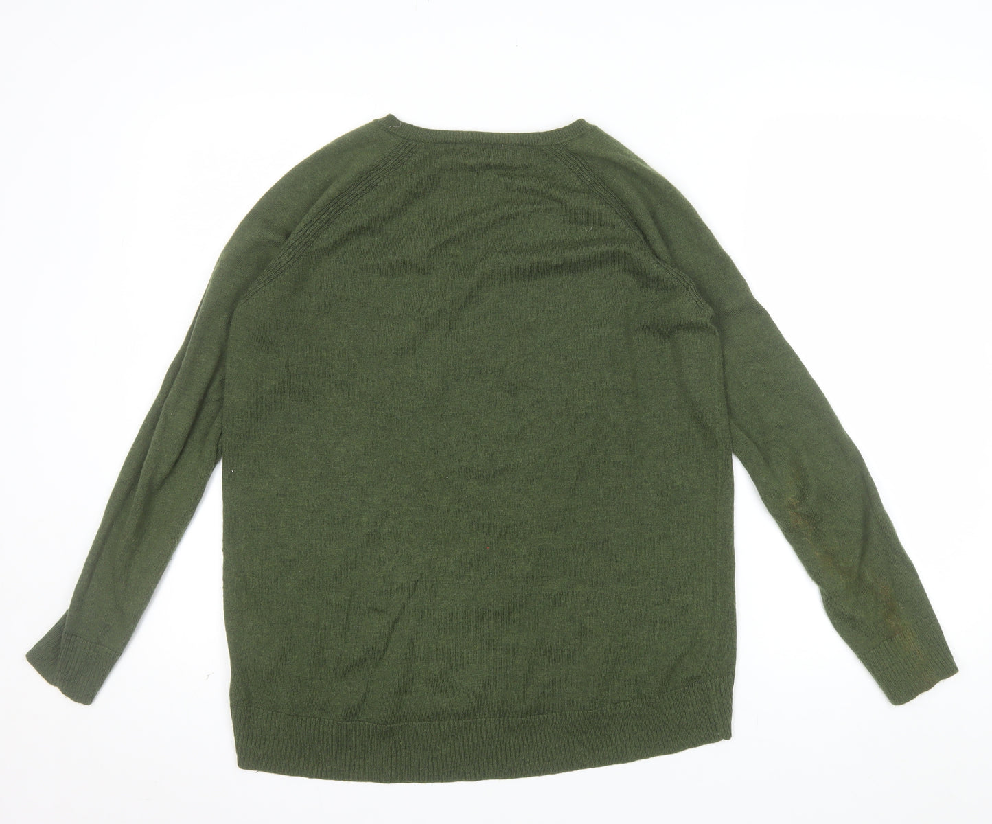 Gap Men's Green V-Neck Wool Blend Pullover Jumper Size S