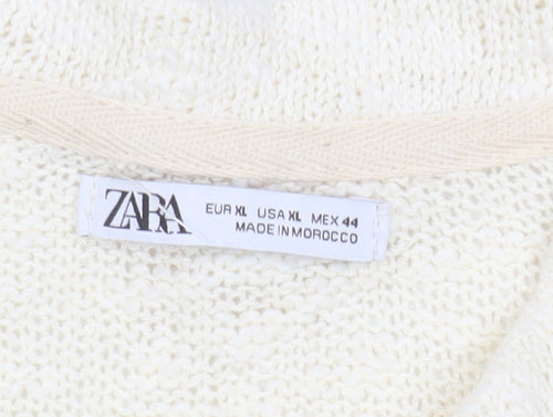 Zara Men Beige Cotton Short Sleeve Henley Knit T-Shirt XL