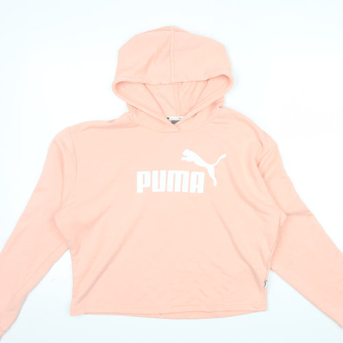 Puma Womens Peach Pink Pullover Hoodie Small Cotton Blend