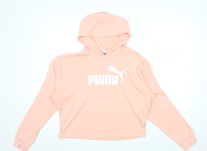 Puma Womens Peach Pink Pullover Hoodie Small Cotton Blend