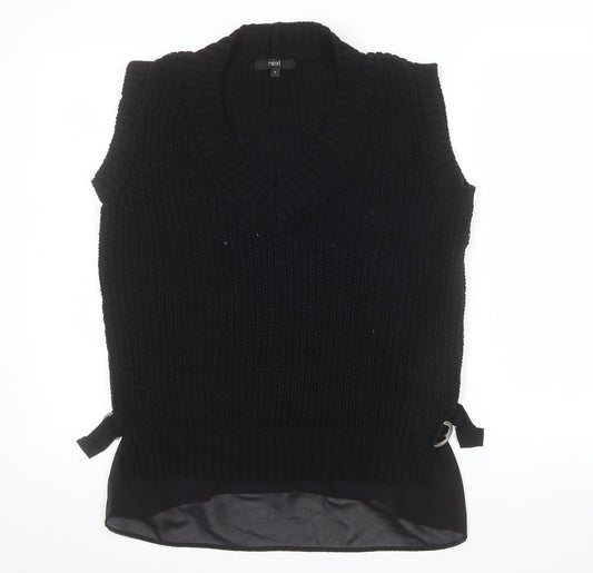 Next Women's Black Chunky V-Neck Knit Sleeveless Vest Jumper Size M