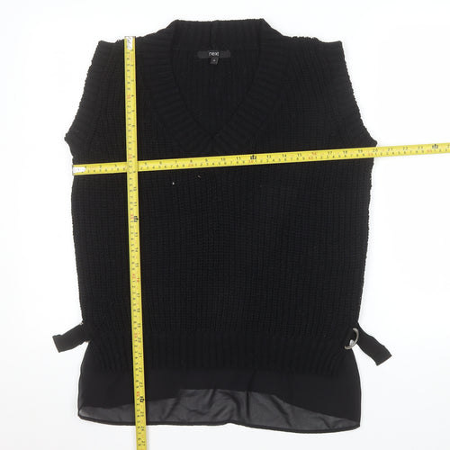 Next Women's Black Chunky V-Neck Knit Sleeveless Vest Jumper Size M