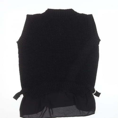 Next Women's Black Chunky V-Neck Knit Sleeveless Vest Jumper Size M