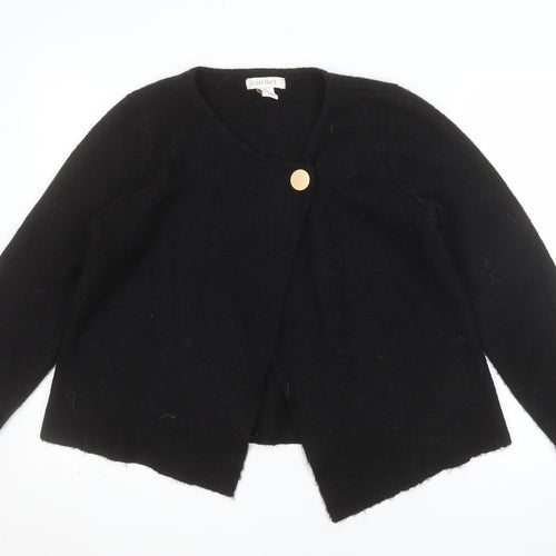 Ellen Tracy Women's Black L Wool Cardigan with Button Detail