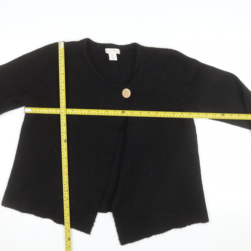 Ellen Tracy Women's Black L Wool Cardigan with Button Detail