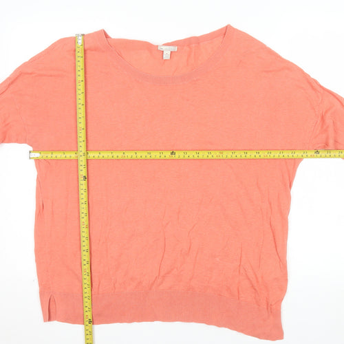 Gap Women’s Pink Linen Cotton 3/4 Sleeve Crew Neck Jumper Medium