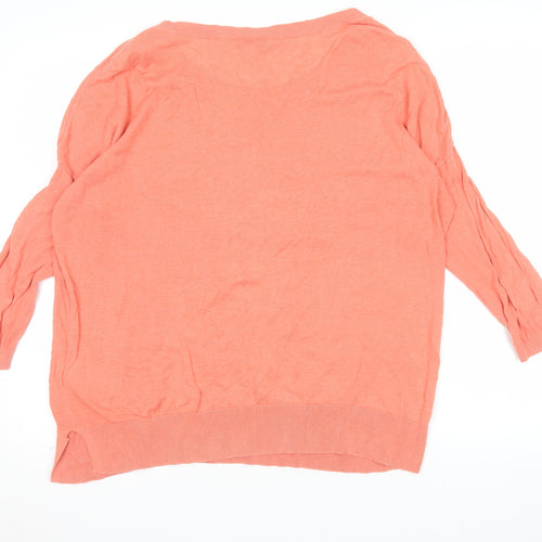 Gap Women’s Pink Linen Cotton 3/4 Sleeve Crew Neck Jumper Medium