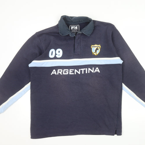 Kevingston Men's Blue Argentina Rugby Collared Sweatshirt M