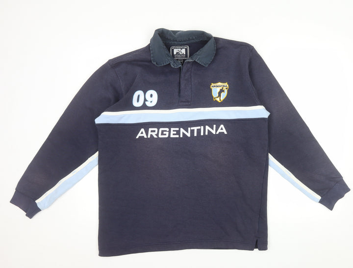 Kevingston Men's Blue Argentina Rugby Collared Sweatshirt M