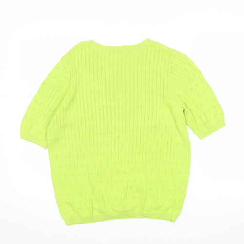 Tu Women Green Short Sleeve Cotton Knit Blouse Size 12