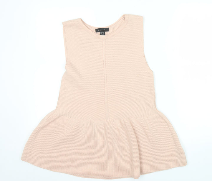 Atmosphere Women Beige Sleeveless Knit Peplum Jumper Size 14