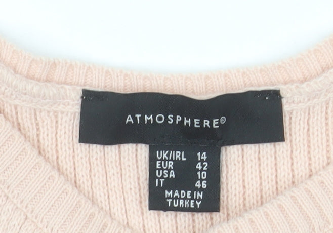 Atmosphere Women Beige Sleeveless Knit Peplum Jumper Size 14