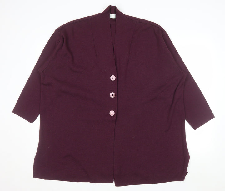 Marks and Spencer Women’s Purple Wool Blend V-Neck Cardigan Size 20