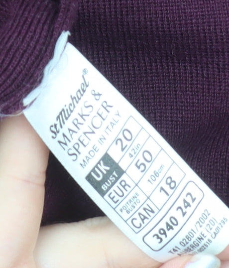 Marks and Spencer Women’s Purple Wool Blend V-Neck Cardigan Size 20