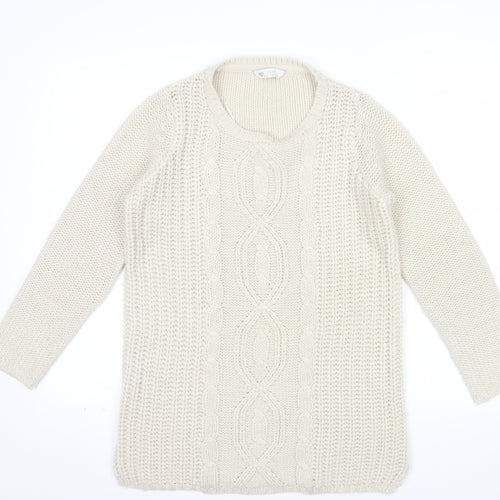 BHS Women’s Ivory Cable Knit Acrylic Jumper Size 8
