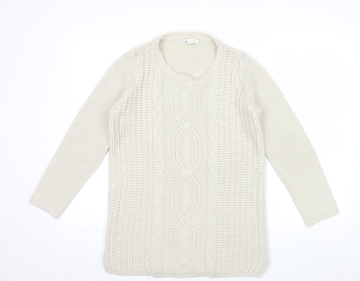 BHS Women’s Ivory Cable Knit Acrylic Jumper Size 8