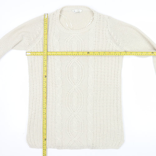 BHS Women’s Ivory Cable Knit Acrylic Jumper Size 8