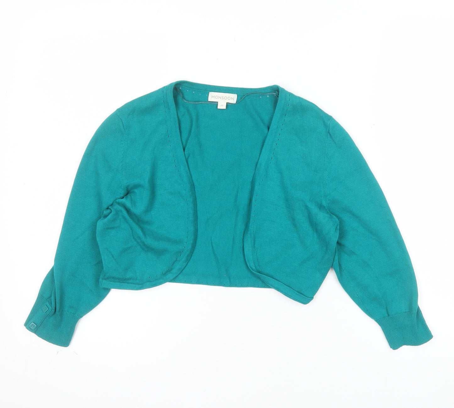 Monsoon Womens Green Cotton Shrug Cardigan M