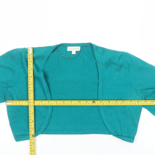 Monsoon Womens Green Cotton Shrug Cardigan M