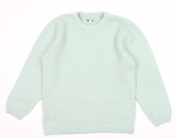 Topshop Women’s Green Knit Crew Neck Jumper Size S UK 8-10