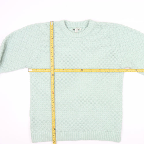 Topshop Women’s Green Knit Crew Neck Jumper Size S UK 8-10
