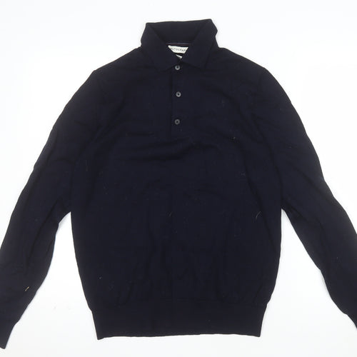 Marks and Spencer Autograph Men's Black Merino Wool Long Sleeve Polo M