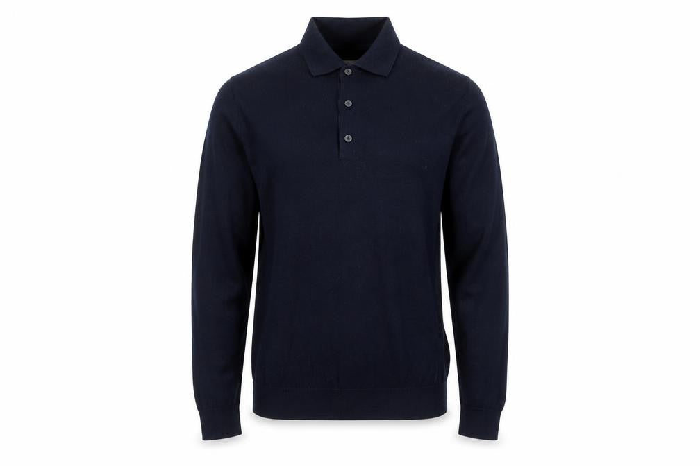 Marks and Spencer Autograph Men's Black Merino Wool Long Sleeve Polo M