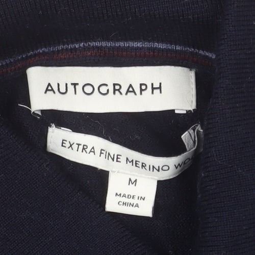 Marks and Spencer Autograph Men's Black Merino Wool Long Sleeve Polo M