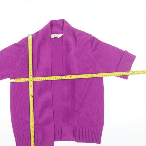 BHS Women Magenta Cotton Blend Open Cardigan Size 10 Short Sleeve