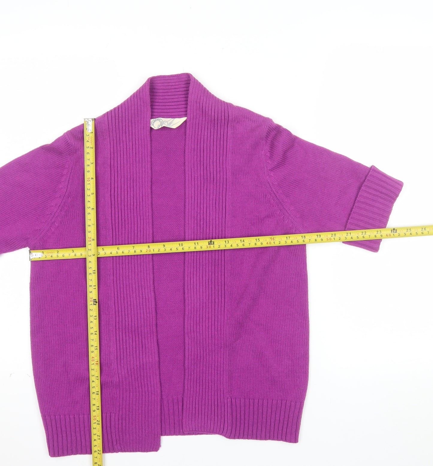 BHS Women Magenta Cotton Blend Open Cardigan Size 10 Short Sleeve