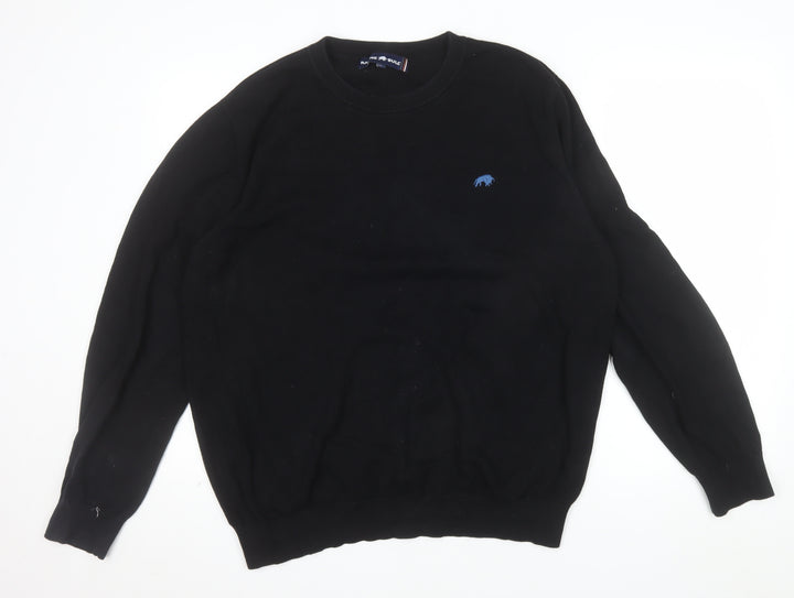 Raging Bull Men's Black Cotton Crew Neck Jumper XL