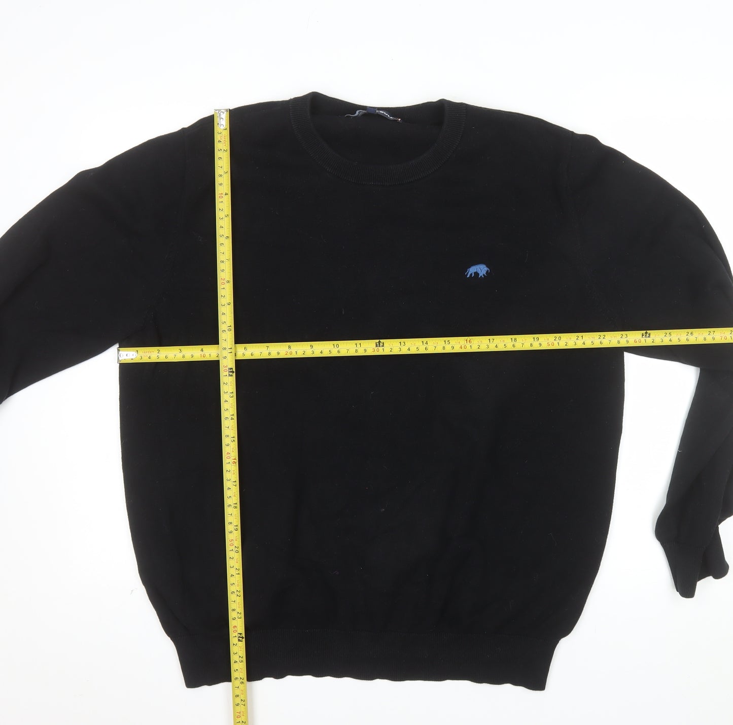 Raging Bull Men's Black Cotton Crew Neck Jumper XL
