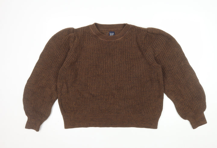 GAP Women’s Brown Chunky Knit Cotton Puff Sleeve Jumper XL