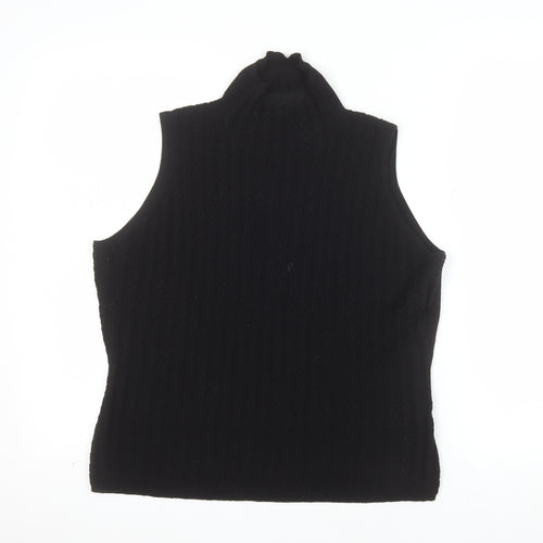 Rocha.John Rocha Women's Black Merino Wool Sleeveless Roll Neck Knit Top Size M