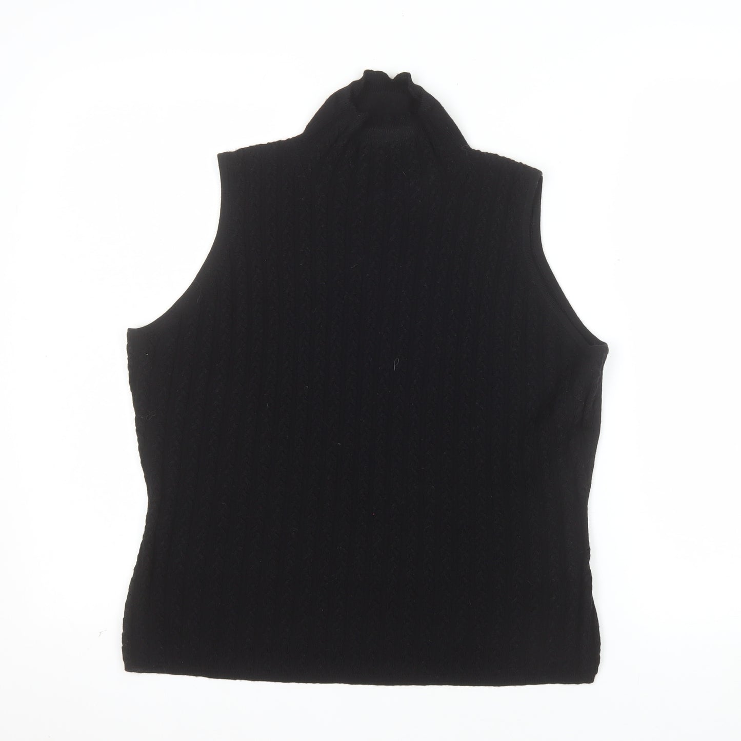 Rocha.John Rocha Women's Black Merino Wool Sleeveless Roll Neck Knit Top Size M