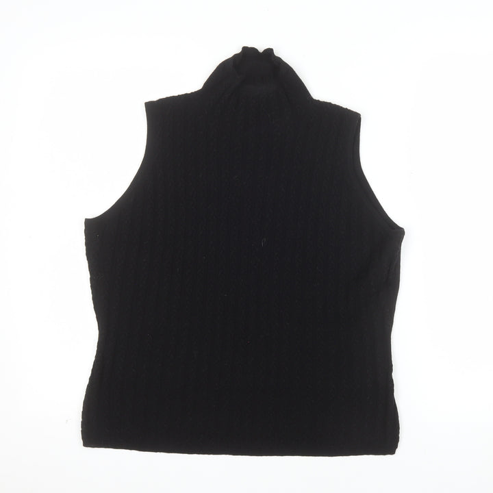 Rocha.John Rocha Women's Black Merino Wool Sleeveless Roll Neck Knit Top Size M