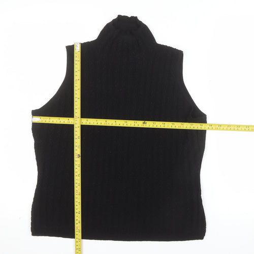 Rocha.John Rocha Women's Black Merino Wool Sleeveless Roll Neck Knit Top Size M