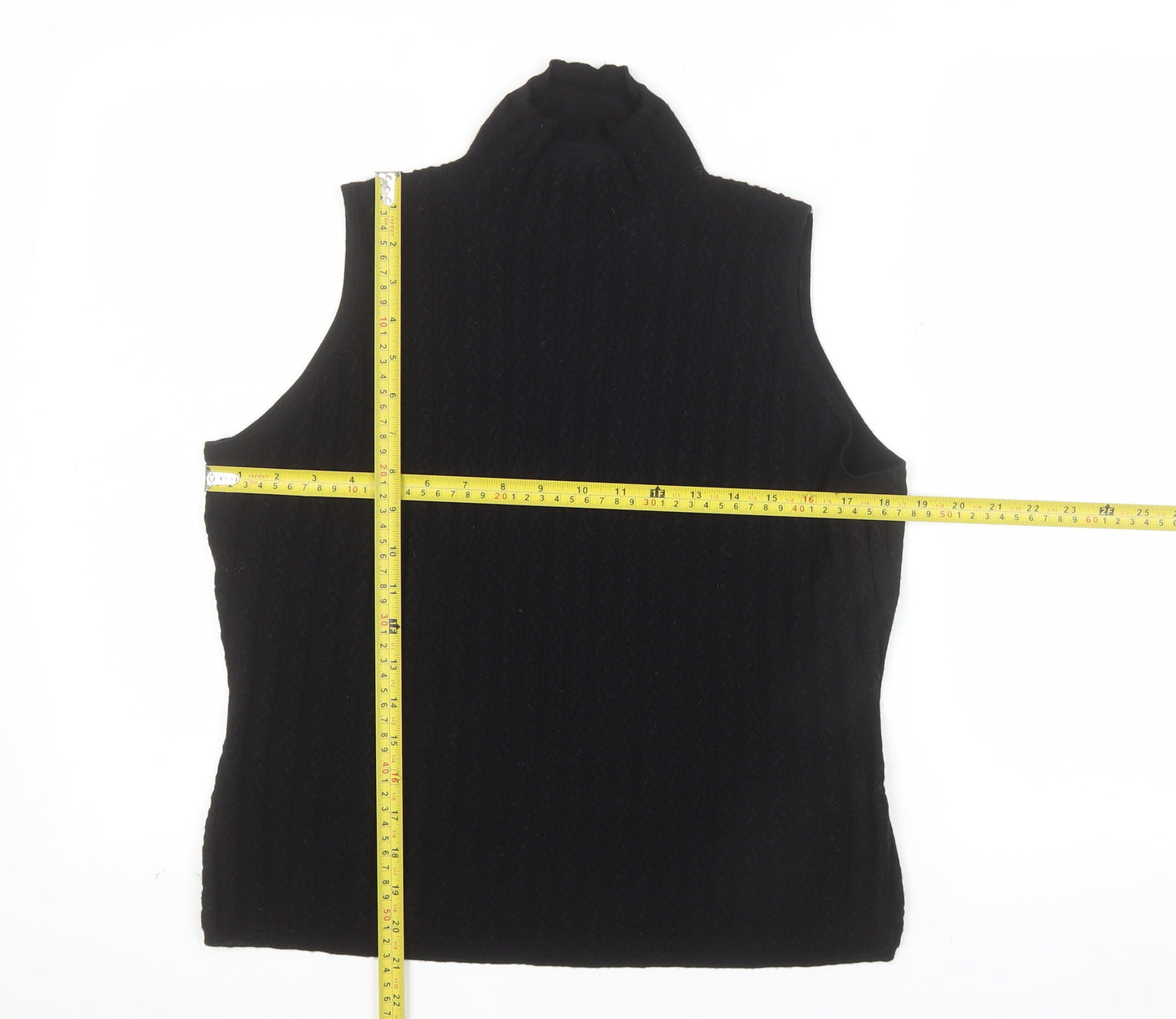 Rocha.John Rocha Women's Black Merino Wool Sleeveless Roll Neck Knit Top Size M