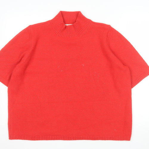 Marks and Spencer Women's Red Mock Neck Short Sleeve Jumper XL
