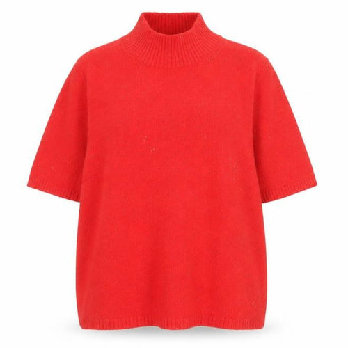 Marks and Spencer Women's Red Mock Neck Short Sleeve Jumper XL