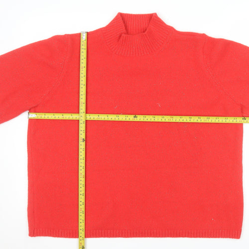 Marks and Spencer Women's Red Mock Neck Short Sleeve Jumper XL