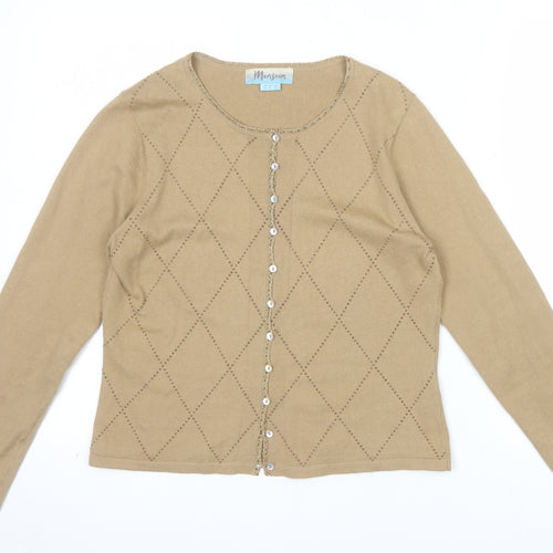 Monsoon Women’s Beige Cotton Angora Cardigan Size 10