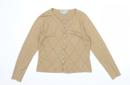 Monsoon Women’s Beige Cotton Angora Cardigan Size 10