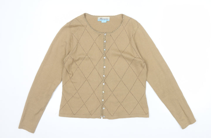 Monsoon Women’s Beige Cotton Angora Cardigan Size 10