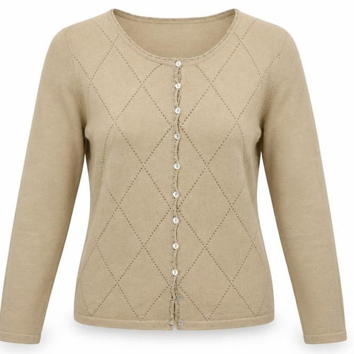 Monsoon Women’s Beige Cotton Angora Cardigan Size 10