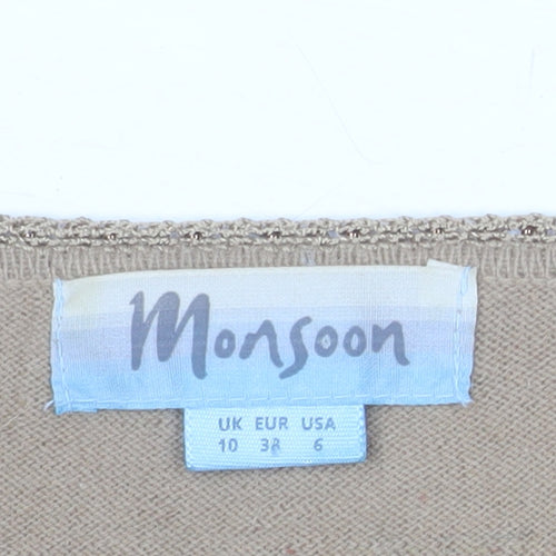 Monsoon Women’s Beige Cotton Angora Cardigan Size 10